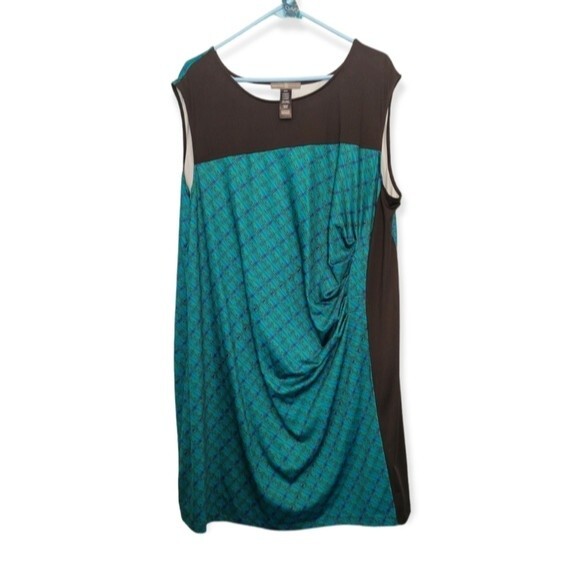 Signature Collection Blue Green & Black Jersey Knit Dress Size 3X - Picture 1 of 5